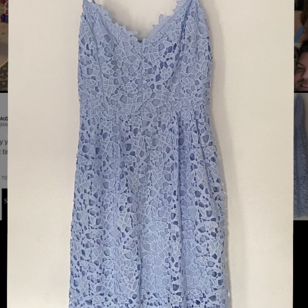 Astr Lace Midi Dress in Light Blue